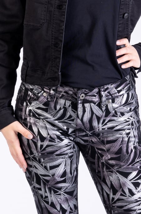 Laura Ladies Trousers Black/Silver Skinny Fit
