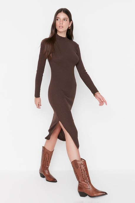 Trendyol Vrouw/Meisje Staande kraag Bodycon Midi Jurk - Image 3