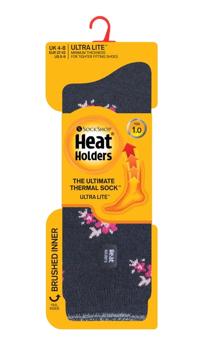 Heat Holders Dames Ultra Lite thermo geklede sokken - Houtskool Bloemen (Bellis) - Image 2