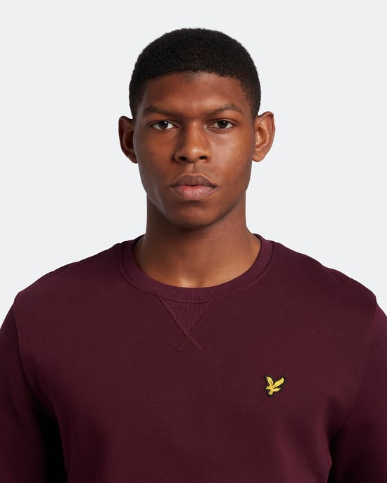 Lyle & Scott sweatshirt met ronde hals in bordeauxrood - Image 4