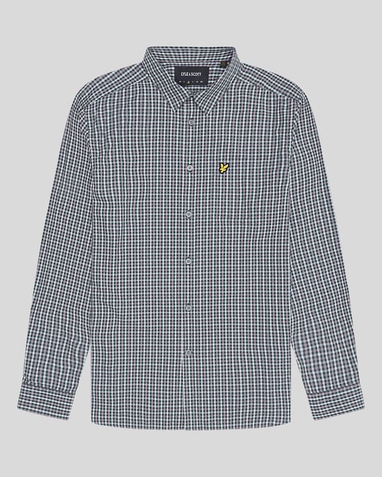 Men's Lyle And Scott Checked Gingham Shirt in Blue - Image 5