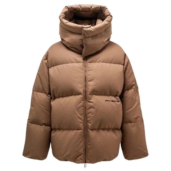 Off-White OW Race Canvas Camel Beige Puffer Down Jacket