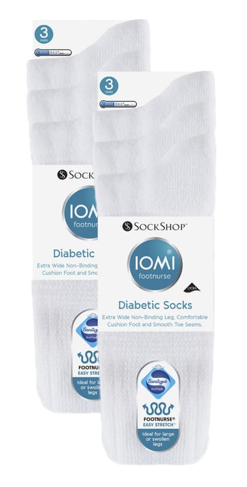 IOMI - 3 paar diabetische sokken voor gezwollen benen - Wit - Image 2