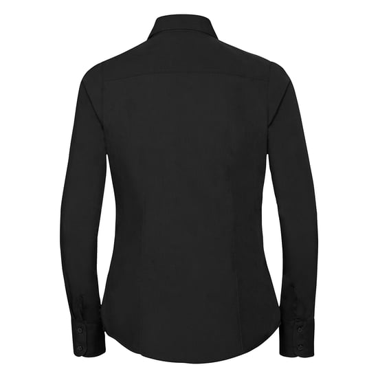 Russell Collectie Dames/Dames Lange Mouwen Poly-Katoen Gemakkelijk Onderhoud Gepaste Poplin Shirt (Zwart) - Image 2