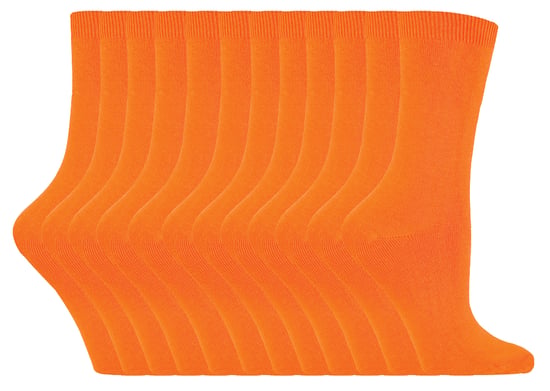 12 paar kleurrijke effen katoenrijke damessokken - Oranje - Image 1
