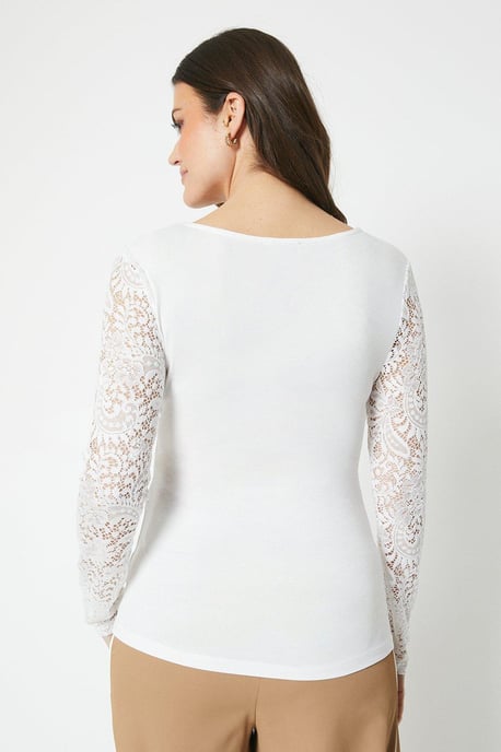 Jersey Lace Sleeve Wrap Top