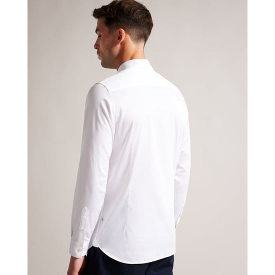 Men's Ted Baker Bellow Long Sleeve Stretch Smart Shirt in White