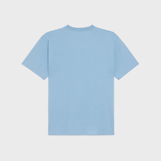 Celine Loose Cotton Logo Print T-shirt Light Blue