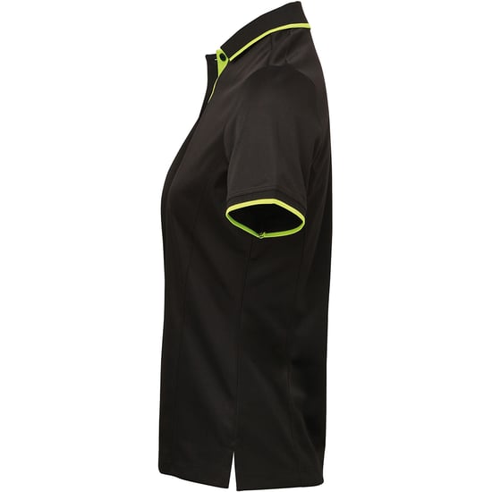 Premier Dames/dames Contrast Coolchecker Poloshirt (Zwart/Kalk) - Image 3