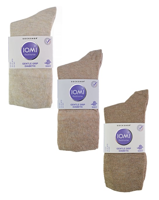 IOMI - Set van 6 bamboesokken voor diabeten voor dames - Beige - Image 2