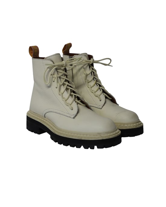 Proenza Schouler Lug Sole Combat Boots in White Calfskin Leather - Image 3