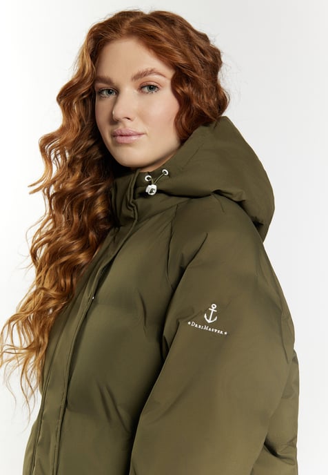 Dreimaster Winterjas met vulling Dames militaire olijf - Image 5