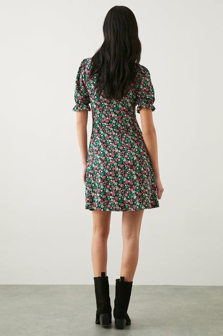 Ditsy Floral Short Sleeve Mini Dress