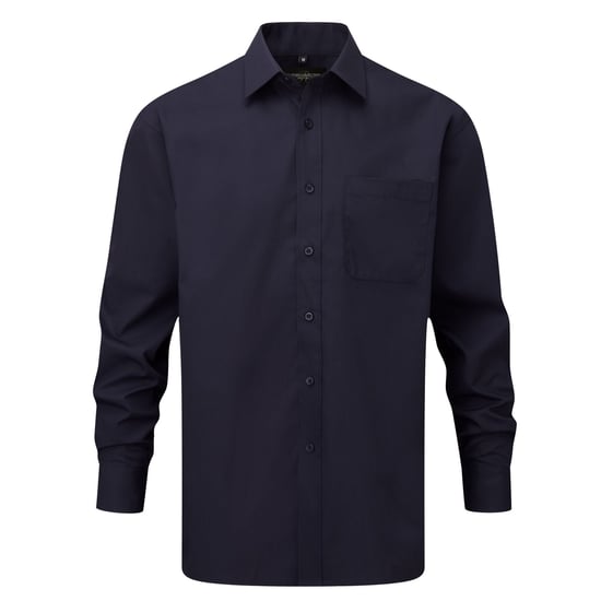 Russell Collection Dames/Dames Popeline Shirt Met Lange Mouwen (Franse marine) - Image 1