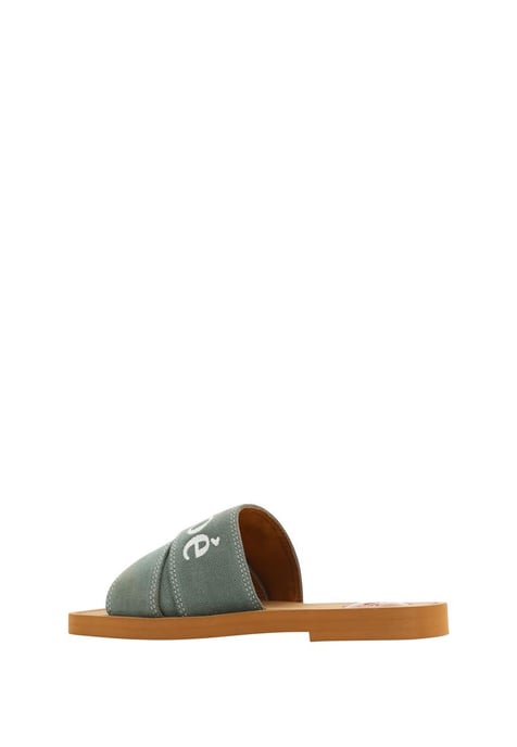 Chloe Women's Forest Green Cotton Slides Woody Sandals