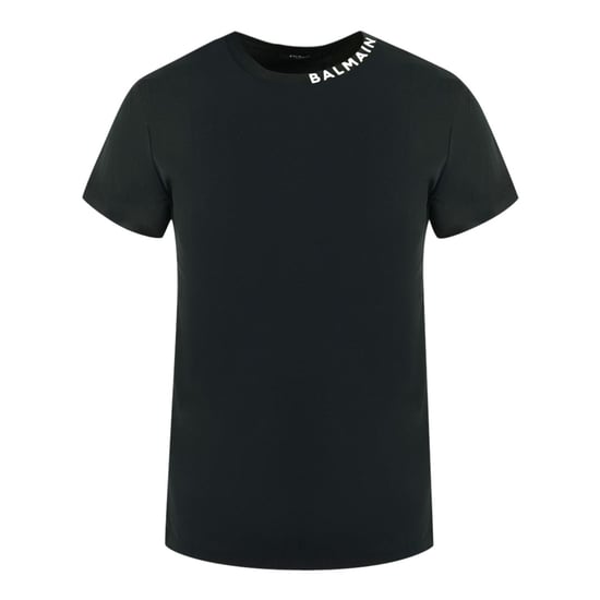 Balmain vetgedrukt logo op kraag zwart T-shirt - Image 1