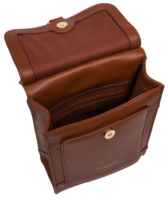 Erma' Caramel Leather Cross Body Bag