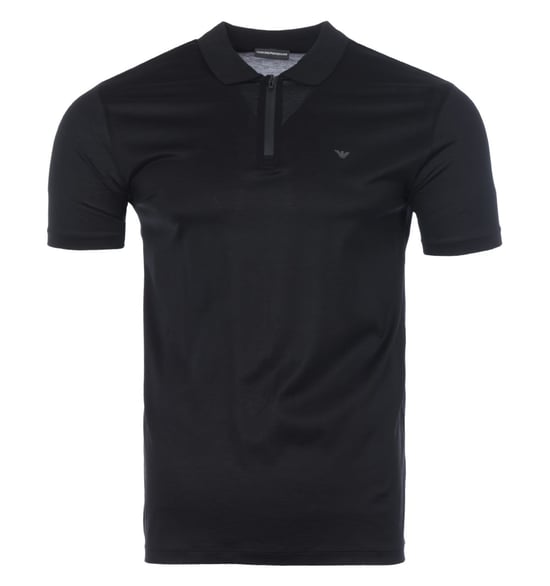 Emporio Armani Zip Up Polo Shirt - Black