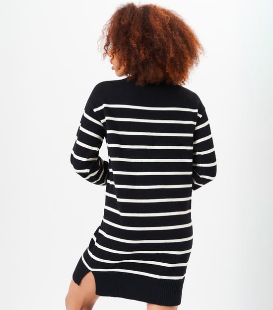 Oversized tuniekjurk met hoge hals en strepen - Image 4