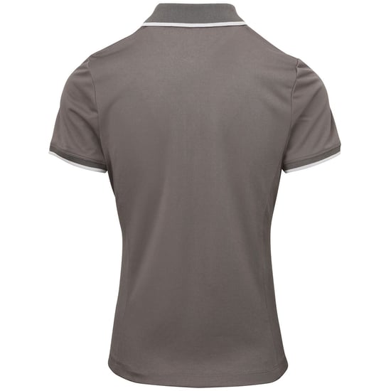 Premier Dames/dames Contrast Coolchecker Poloshirt (Donkergrijs/zilver) - Image 2