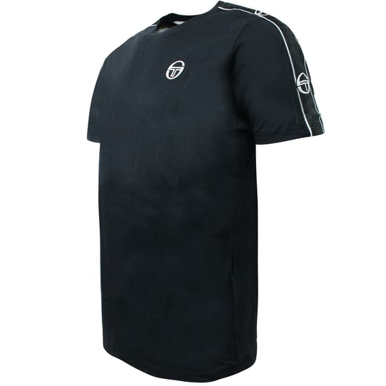 Sergio Tacchini Heren Feather T-Shirt Taped Logo Top Zwart 38536 166 - Image 1