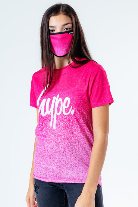 Hype Pink Speckle Kids T-Shirt & Face Mask Set