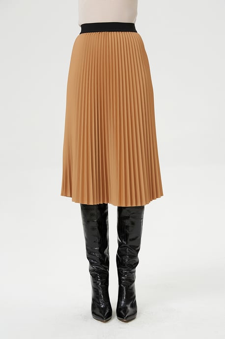 Geplooide rok en contrasterende elastische taille - Image 1