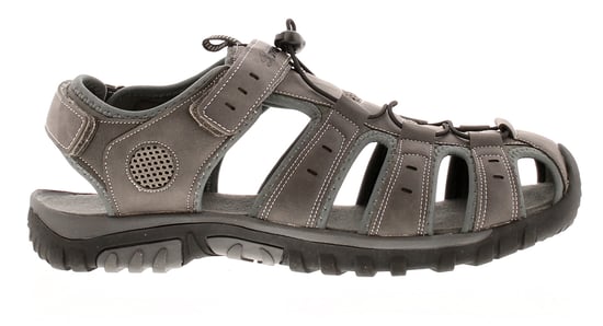 Mens Walking Sandals Stone Closed Toe Fisherman Touch Fasten Toggle Grey