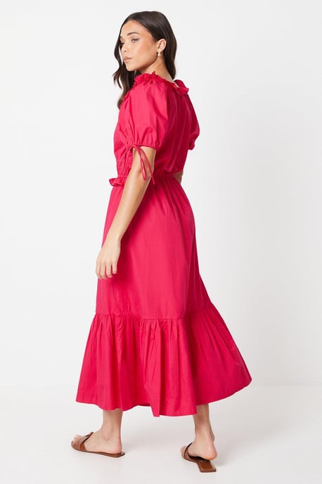 Petite Poplin Frill Tiered Midi Dress