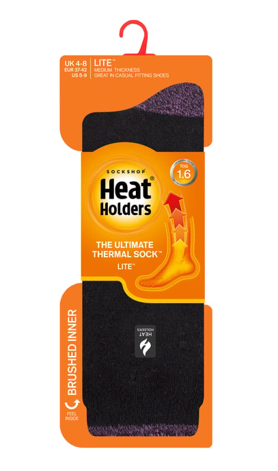 Heat Holders Lite - Geïsoleerde thermo damessokken - Zwart / Paars H&T (Tenerife) - Image 2
