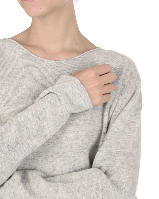 Crown Of Edinburgh Cashmere Dames Oversized Boothals Trui Coe 008 Grijs Melange - Image 4
