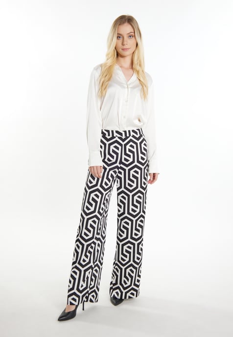 Dreimaster Stof broek Dames zwart en wit - Image 2