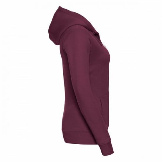 Russell Dames Premium Authentieke Hoodie met rits (3-laagse stof) (Bourgondië) - Image 3