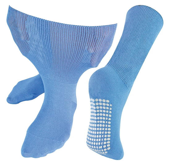 Dr.Socks - Extra brede oedeemsokken met grips - Blauw - Image 1