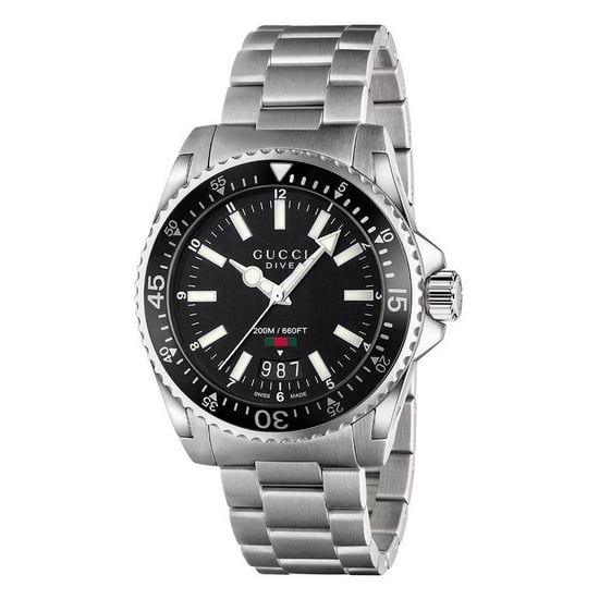 Gucci - Duik RVS Horloge Met Zwarte Wijzerplaat Voor Heren - Image 1