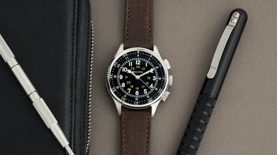 Bulova A-15 Piloot Heren Bruine Horloge 96A245 - Image 4