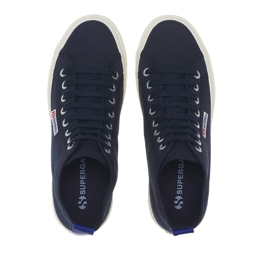 Superga Unisex 2750 Cotton Mid Cut High Tops voor volwassenen (Marine/Spectrumblauw/Avorio) - Image 4