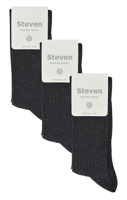 Steven - Dames 3 Paar Originele Merino Wol Sokken - Warme Wintersokken Multipack - Donker Grijs - Image 2