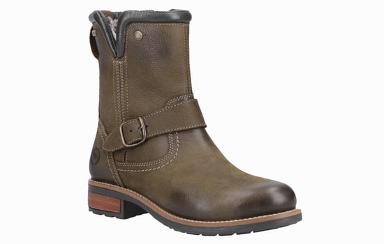 Cotswold Kinsham Leren Dames Khaki Winter Laarzen Tot Halverwege De Kuit - Image 2