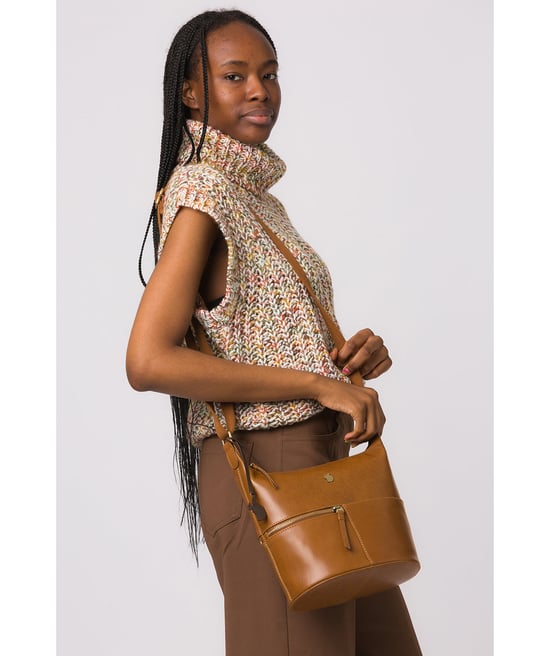 Little Kristin' Dark Tan Leather Shoulder Bag