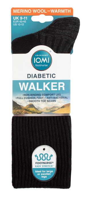 IOMI FOOTNURSE - 2 Paar Herensokken Diabetic Walker - Diabetische Wandelsokken - Zwart - Image 2