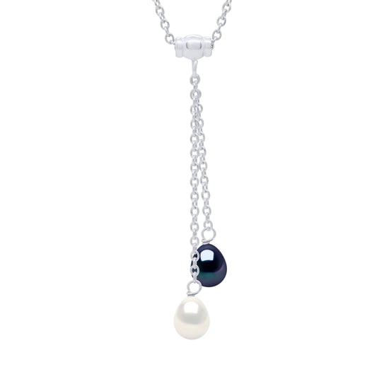 Necklace Duo 2 Real Cultured Freshwater Pearls Pear 7-8 mm