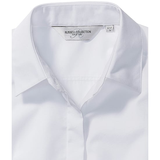 Russell Collectie Dames/Dames Lange Mouwen Poly-Katoen Gemakkelijk Onderhoud Gepaste Poplin Shirt (Wit) - Image 2