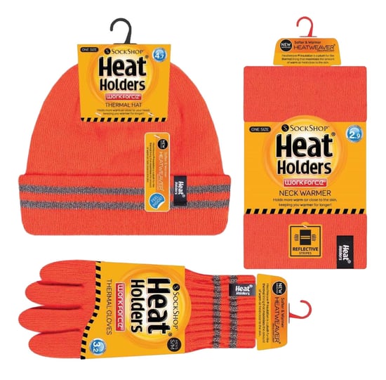 Heat Holders - Heren Hi Vis Hoed, Nekwarmers & Handschoenen Set - Oranje - Image 2