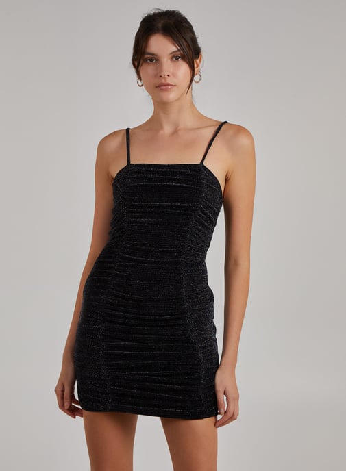 Glitter Ruched Mini Dress
