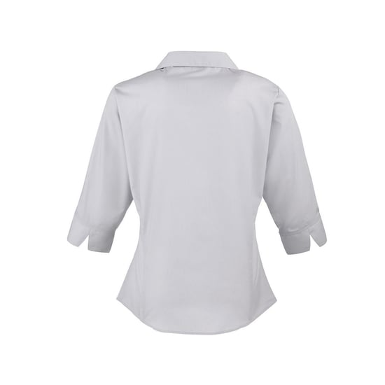 Premier Dames/Dames Poplin 3/4 Mouw Shirt (Zilver) - Image 2