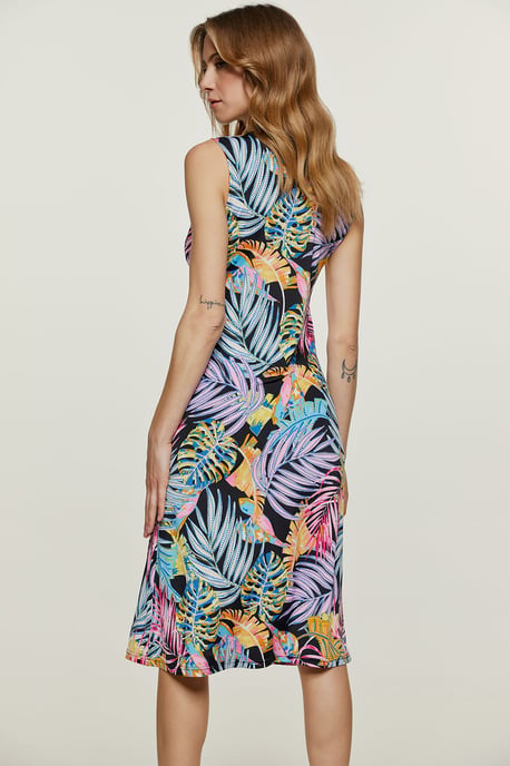 Multi-coloured Print Jersey Empire Line Dress