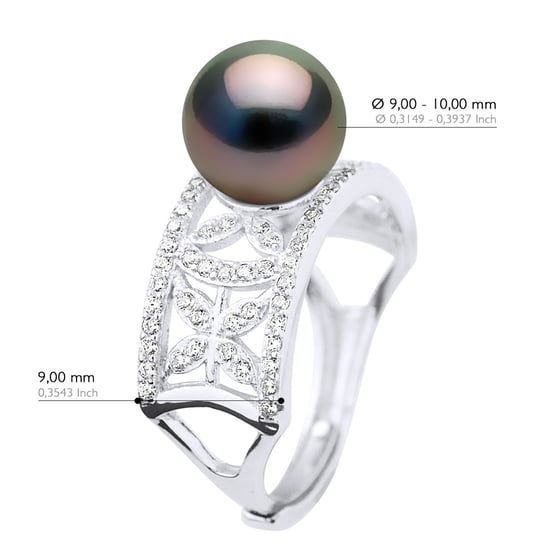 Ring Sieraden - Echte Cultured Tahiti Parel Rond 9-10 mm - Image 2