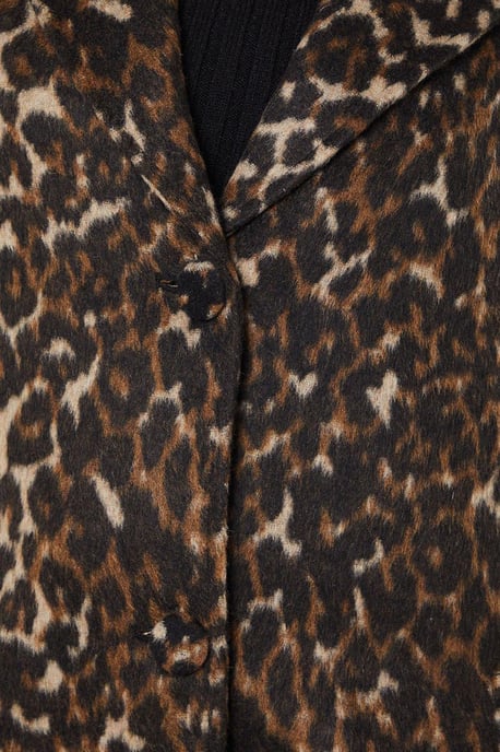 Petite Animal Wool Midi Coat