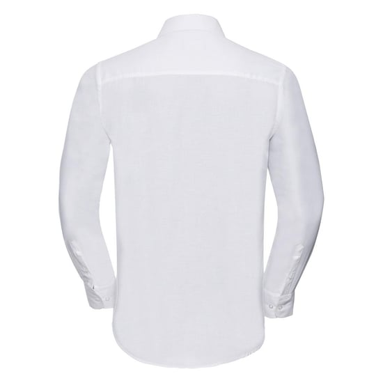 Russell Collectie Heren Lange Mouw Easy Care op maat gemaakt Oxford Shirt (Wit) - Image 2